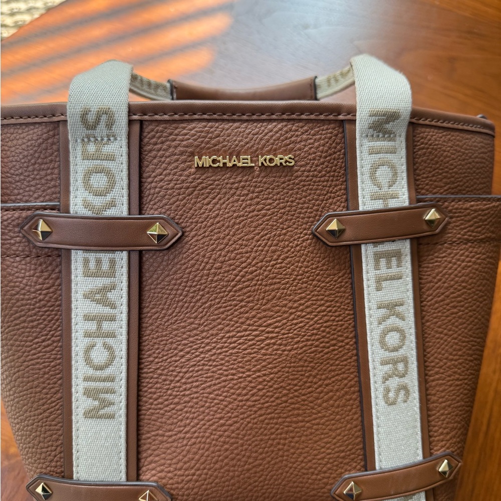 Michael Kors Tan Leather Tote with Gold Details
